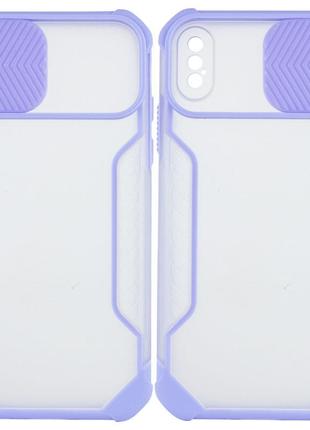 Ударопрочный чехол со шторкой на камеру на iphone xs max (6.5 дюйм) / айфон икс эс макс (6.5 дюйм) сиреневый