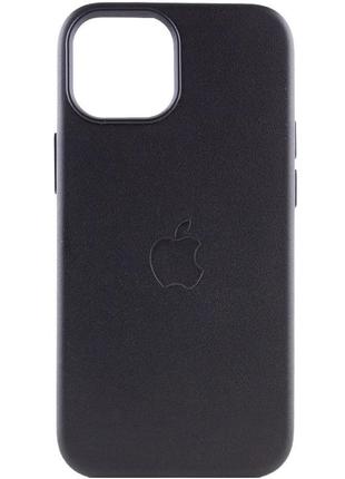 Гладкий кожаный чехол с микрофирбой на iphone 14 midnight / гладкий кожаный чехол с микрофирбой на айфон 14