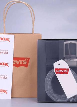 Мужской ремень levis на подарок двусторонний черный / коричневый / 2 пряжки набор