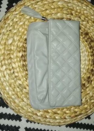 Клатч великий сірий кожзам