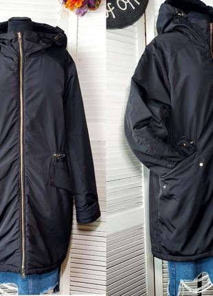 Куртка парка шуба черная двухсторонняя zara5 фото