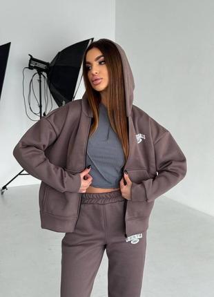 Спортивний костюм на флісі кофта на замку з капюшоном2 фото