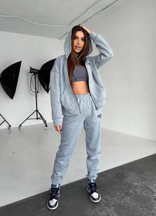 Спортивний костюм на флісі кофта на замку з капюшоном4 фото