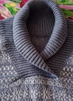 Теплий светр джампер джемпер у принт візерунковий комір конверт.8 фото