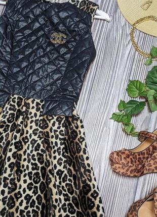 Леопардовое платье из велюра и балановой ткани #903 фото