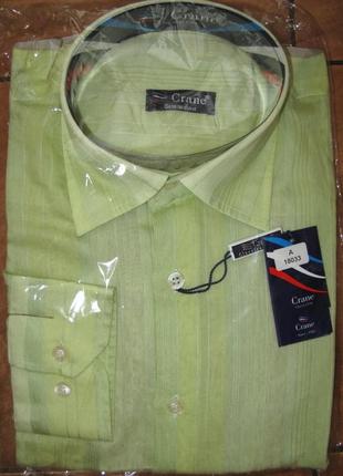 Мужская салатовая рубашка crane. размер м. новая.172-180см.1 фото