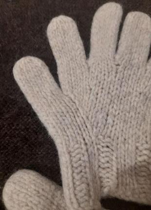 Теплі рукавички ручної роботи з овечої вовни3 фото