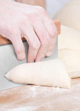 Шпатель скребок для тіста з нержавіючої сталі з дерев'яною ручкою | 85252