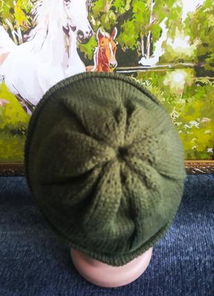 Распродажа мужская вязаная шапочка двойная с отворотом средней плотности
.
 цвет хаки2 фото