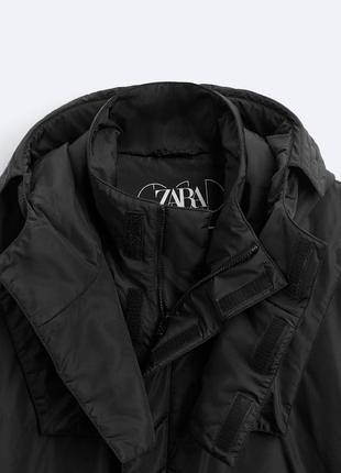 Стеганая парка черная женская zara new5 фото