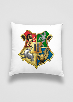 Подушка декоративна з дитячим оригінальним принтом "логотип факультетів harry potter . гаррі поттер"