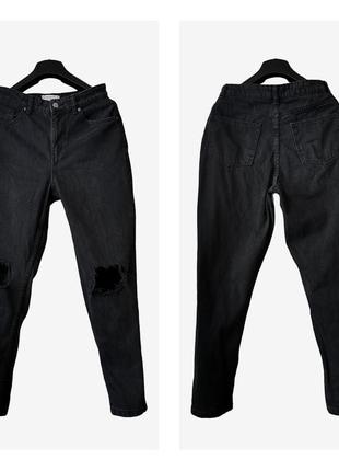 Джинсы мом primark с дырками женские чёрные джинсы мом с рванкой на коленках джинсы высокой посадки3 фото