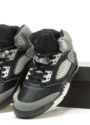 Мужские кроссовки nike air jordan 5 retro grey black 41-42-43-44-45