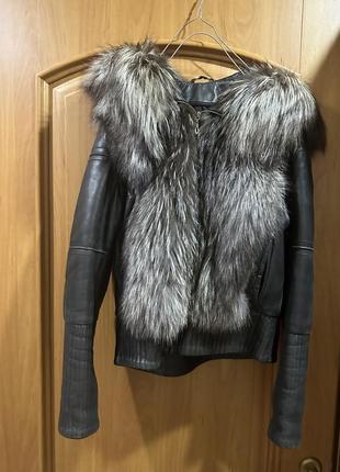 Куртка кожанная утепленная с чернобуркой3 фото