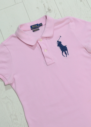 Polo ralph lauren skinny polo футболка слім поло з великим лого рожева2 фото