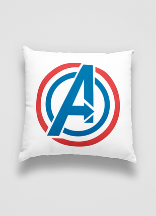 Подушка декоративная с детским оригинальным принтом "avengers. iron man captain america logo marvel