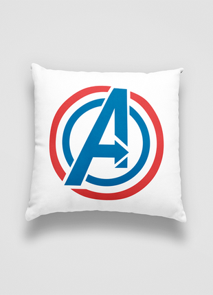 Подушка декоративна з дитячим оригінальним принтом "avengers . iron man captain america logo marvel