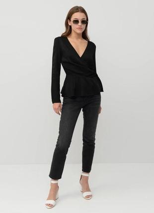 Оригинальная черная блузка с длинными рукавами h&m, xxs3 фото