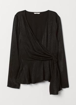 Оригинальная черная блузка с длинными рукавами h&m, xxs5 фото