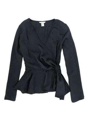 Оригинальная черная блузка с длинными рукавами h&m, xxs7 фото