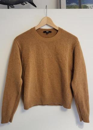 Теплый шерстяной свитер uniqlo/горчичный свитер 100% шерсть7 фото