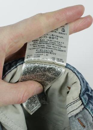 Крутые оригинальные джинсы diesel thavar 0816k slim fit 3d distressed denim jeans10 фото