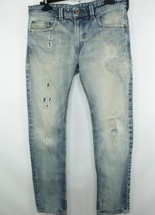 Крутые оригинальные джинсы diesel thavar 0816k slim fit 3d distressed denim jeans