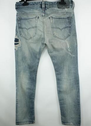 Крутые оригинальные джинсы diesel thavar 0816k slim fit 3d distressed denim jeans4 фото