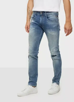 Круті джинси replay anbass slim fit 20 years aged sustainable cycle
