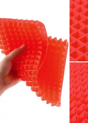 Килимок для випічки pyramid pan fat-reduction, силіконовий антипригарний килимок, червоний4 фото