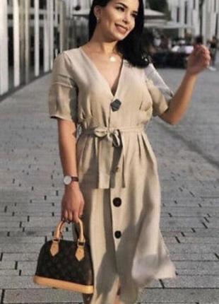 Zara basic платье- рубашка миди из льна и вискозы/платье рубашка10 фото