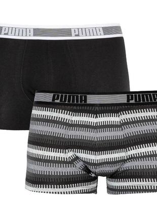 Труси-шорти puma worldhood stripe trunk 2p сірий, білий, чорний чол xl