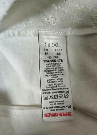 Стильная белая блузка блуза футболка вышиванка оверсайз бренд next petite, р.16р8 фото