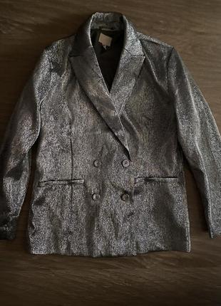Пиджак h&m праздничный с блеском, металлик