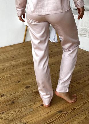 Піжамні жіночі штани cosy з сатину pearl пильна пудра2 фото