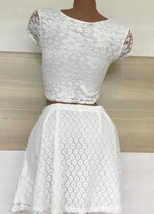 Летняя  молочная ажурная  юбка с подкладкой boohoo  m-l8 фото