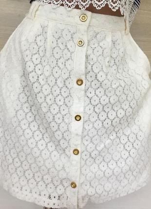 Летняя  молочная ажурная  юбка с подкладкой boohoo  m-l10 фото