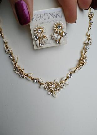 Колье позолота с кристаллами swarovski