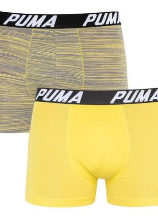 Труси-боксери puma spacedye stripe boxer 2p сірий, жовтий чол s1 фото