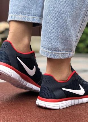 Женские кроссовки nike free run 3.0 темно синие с белым 🌶 smb ✔️4 фото