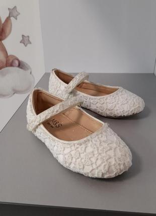 Белые туфли m&amp;s, белые балетка, ажурные туфли2 фото
