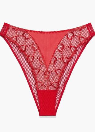 Трусики в сітку з сердцями висока посадка m savage x fenty by rihanna