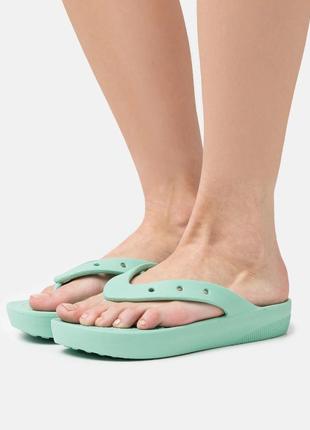 Crocs platrorm flip мята - вьетнамки женские на платформе w7, w8.