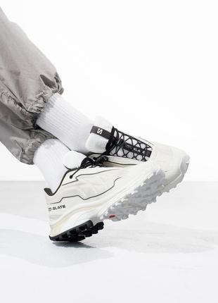 Классные мужские кроссовки salomon xt slate white beige белые9 фото