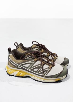 Стильные мужские кроссовки salomon xt-6 brown beige yellow коричневые с бежевым1 фото