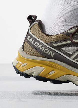 Стильные мужские кроссовки salomon xt-6 brown beige yellow коричневые с бежевым8 фото