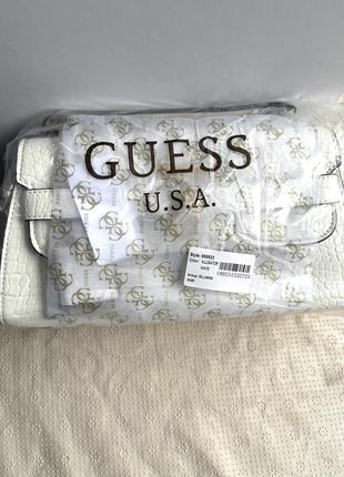 Сумка guess белая под кожу крокодила женская7 фото