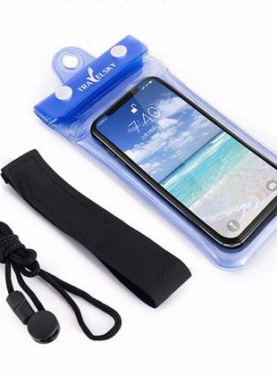 Водонепроникний чохол для телефону travelsky. прозорий/синій
