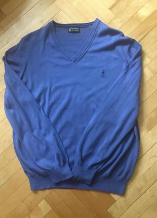 Лонгслів пуловер джемпер чоловічий блакитний васильковий 100% котон від robert godley пог 60 см