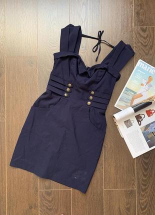Сукня в ретро стилі синя міні5 фото